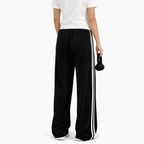 Double Side 2 White Stripes Elastic Waist Trouser Soft Jersey Fabric