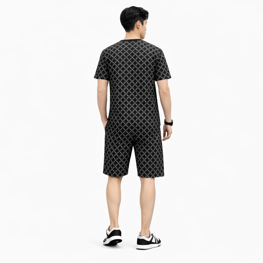 Checkered Pattern Printed For Summer Short Suite