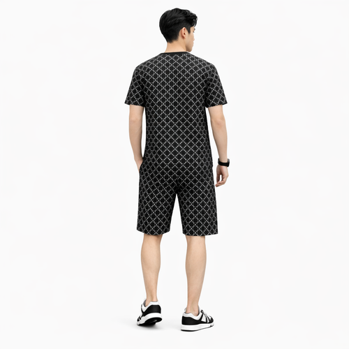 Checkered Pattern Printed For Summer Short Suite