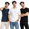 Pack Of 3 Plain Colors Half Sleeves T Shirts For Mens