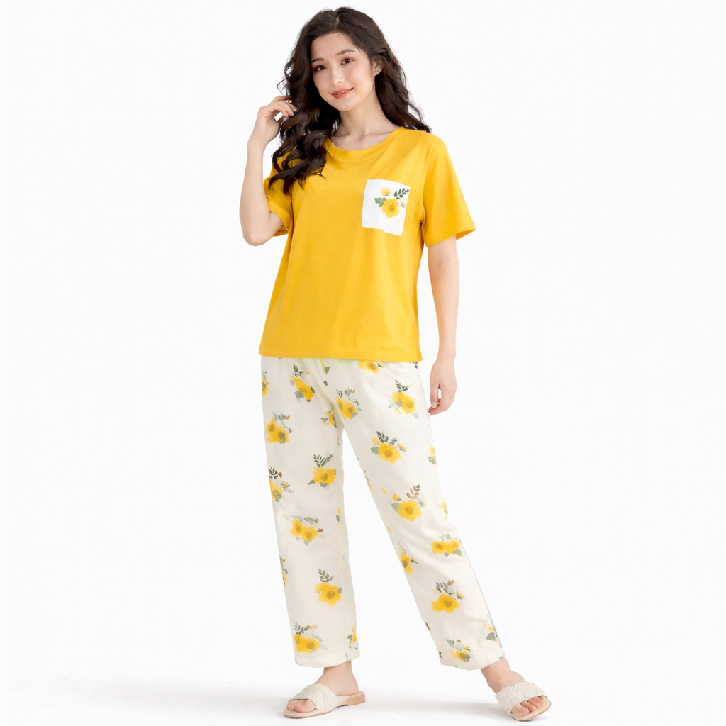 Floral Printed 2 Piece Pj Set