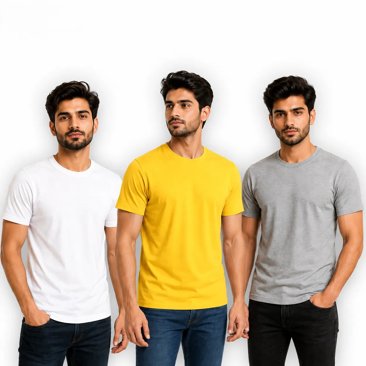 Buy Pack Of 3 Plain Cotton Half Sleeves T Shirts For Men Online Pakistan COD - MK Garments