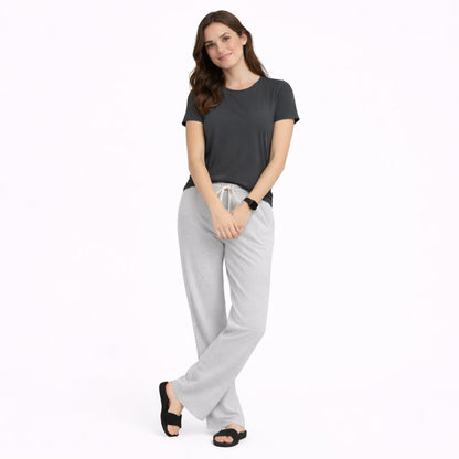 Women's Plain T-Shirt & Grey Trouser Night Suit Set