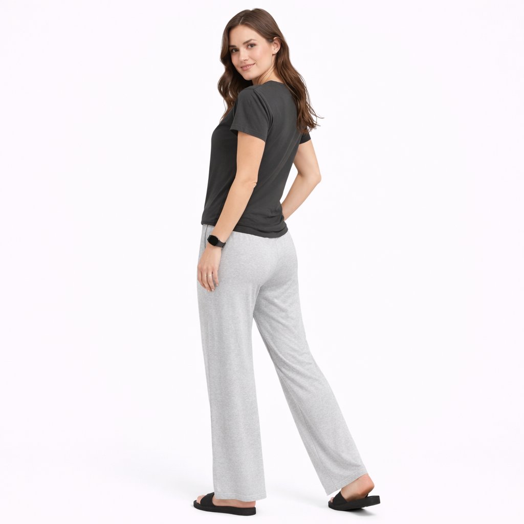 Women's Plain T-Shirt & Grey Trouser Night Suit Set