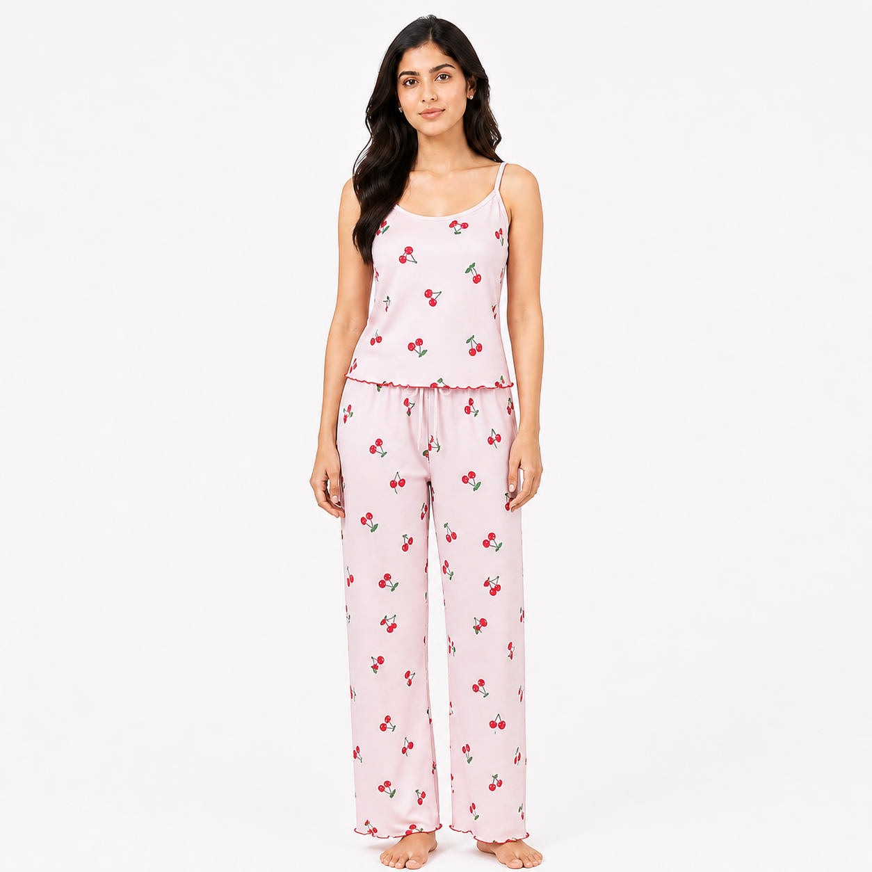 Women’s Cherry Bliss Cotton Sleeveless PJ Set  Soft & Lightweight
