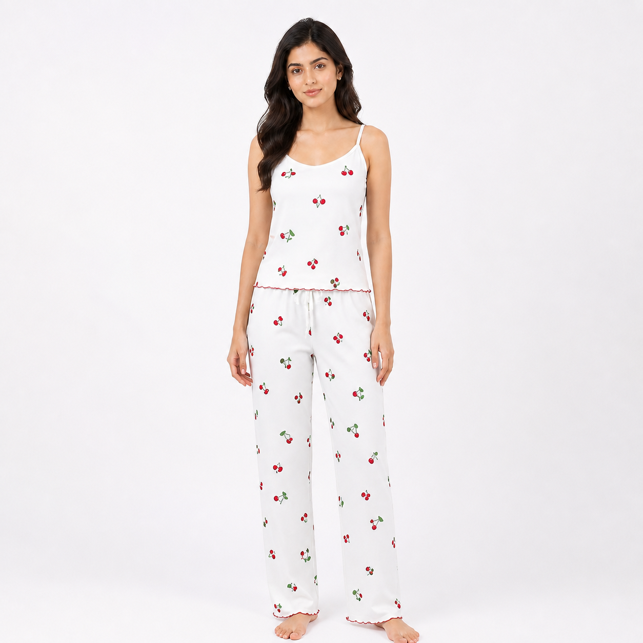 Women’s Cherry Bliss Cotton Sleeveless PJ Set  Soft & Lightweight