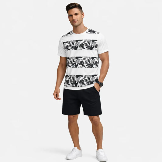 Buy Leafy Stripes Printed Summer 2 Piece Tracksuit For Men Online Pakistan COD - MK Garments