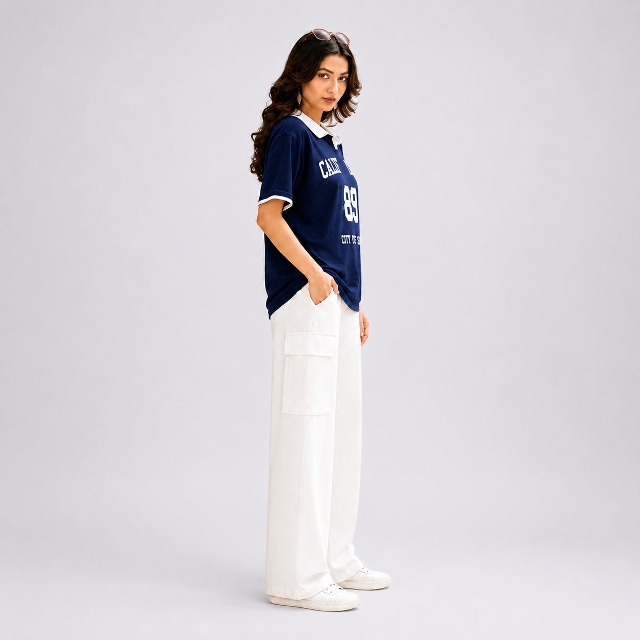 Buy California 2 Piece T-Shirt Wide Leg Trouser Set Women Online Pakistan COD - MK Garments