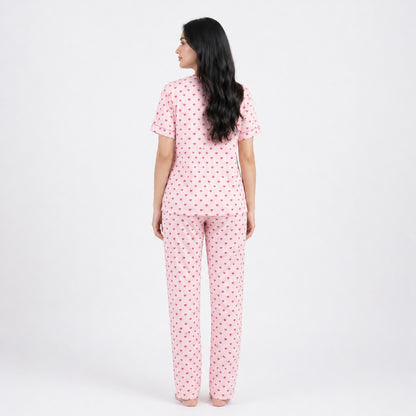 Buy Summer Crinkled Heart Print Cotton Pajama Set Women Online Pakistan COD - MK Garments