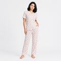 Summer Crinkled Heart Print Pajama Set