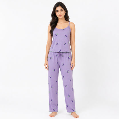 Women’s Cherry Bliss Cotton Sleeveless PJ Set  Soft & Lightweight