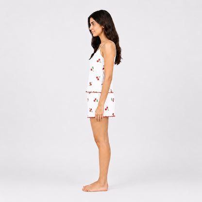 Buy Cherry Print Cami Shorts 2 Piece Women Nightwear Online Pakistan COD - MK Garments