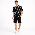 Mummy Printed Summer 2 Piece TrackSuite Casual Half Sleeves TShirt With Black Short For Men's