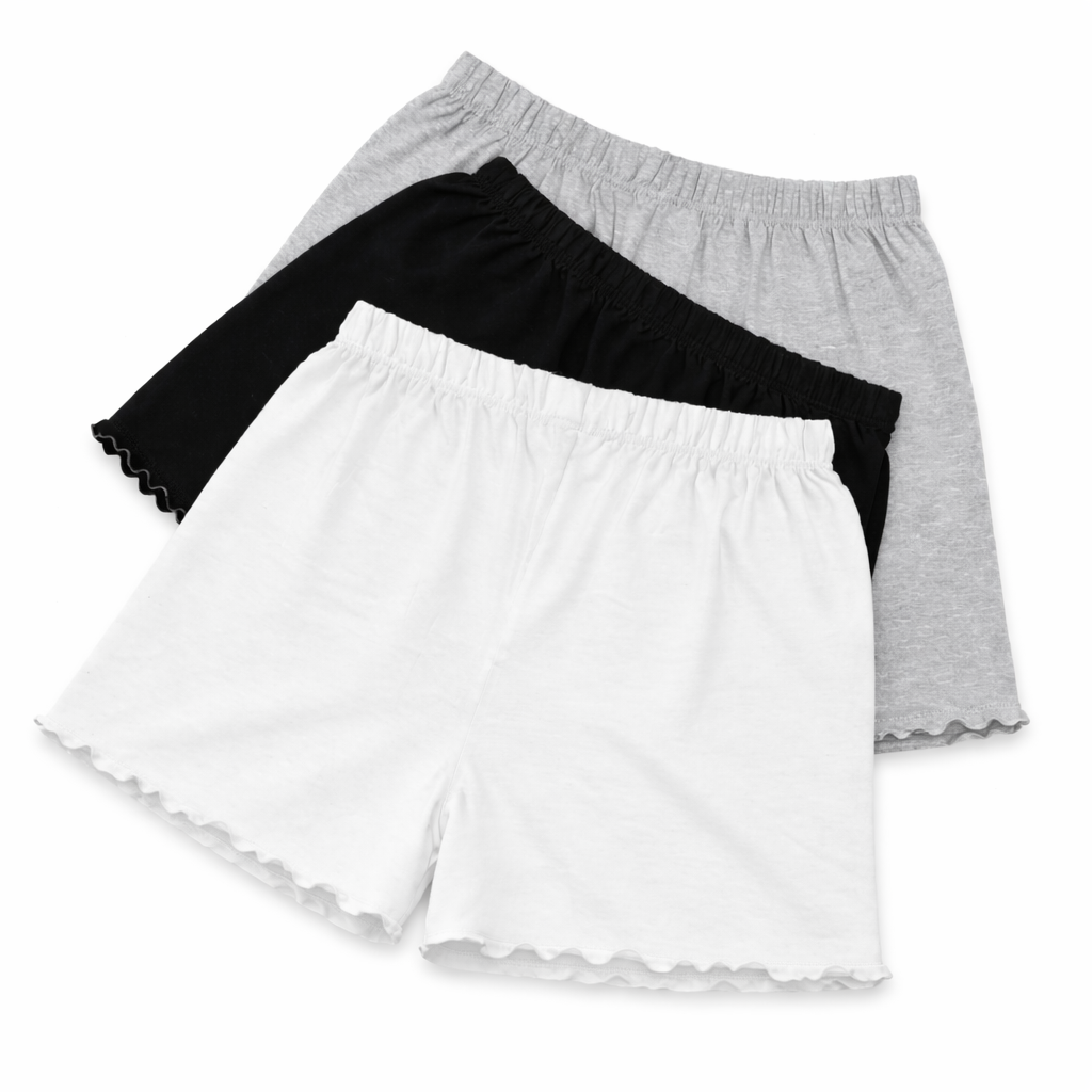 Pack Of 3 Frill Border Shorts Soft Jersey Fabric