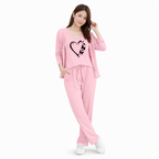 ButterFly Heart  Printed 3 Piece For Home Wear Night Suite
