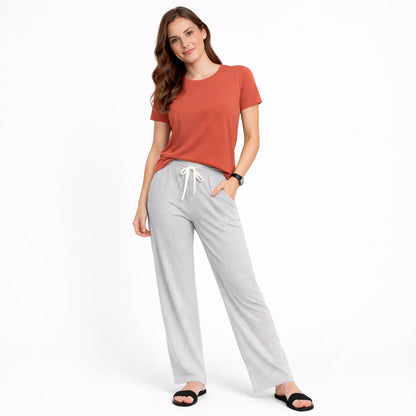 Women's Plain T-Shirt & Grey Trouser Night Suit Set