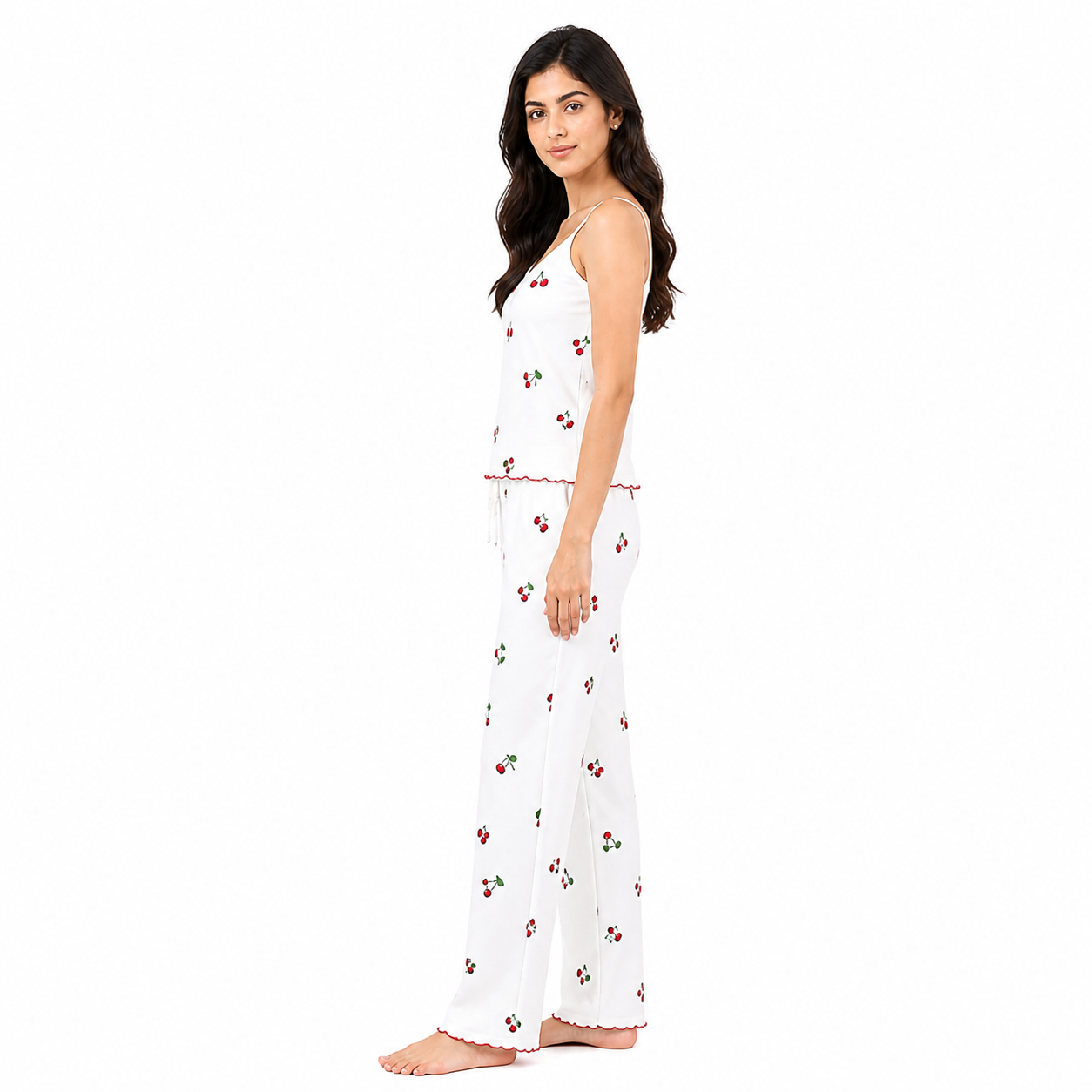 Women’s Cherry Bliss Cotton Sleeveless PJ Set  Soft & Lightweight