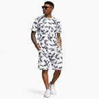 Digital Printed White Summer Short Suite Casual Half Sleeves TShirt With Short For Men