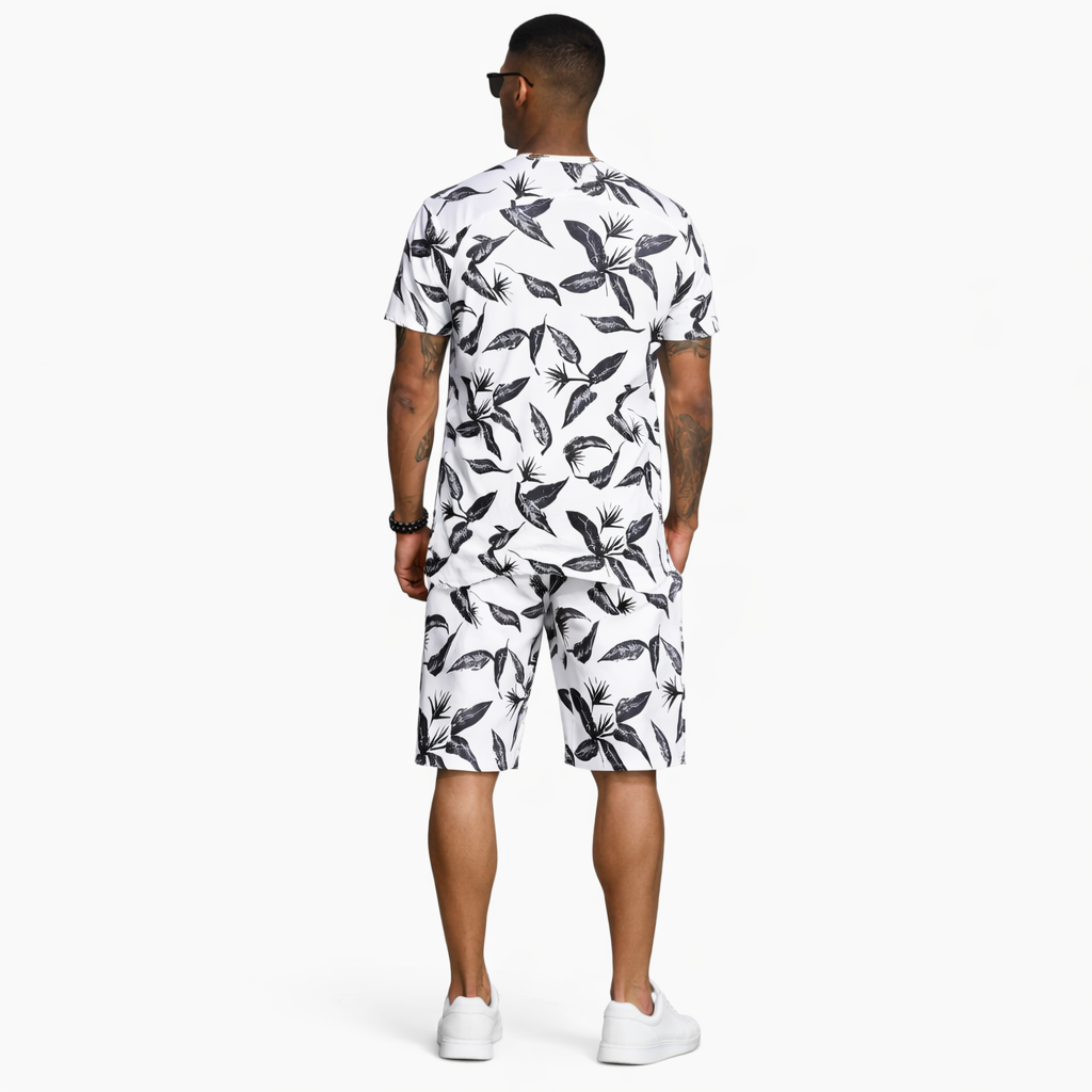 Digital Printed White Summer Short Suite Casual Half Sleeves TShirt With Short For Men