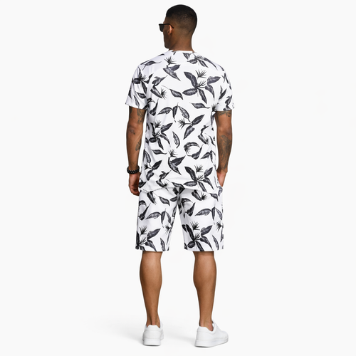 Digital Printed White Summer Short Suite Casual Half Sleeves TShirt With Short For Men