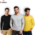 Pack Of 3 Plain Colors Full Sleeves  T Shirts For Mens