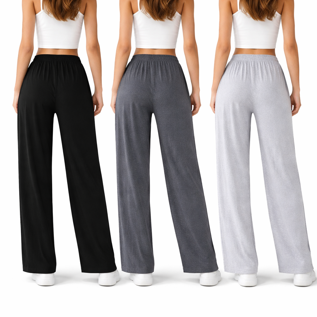 Pack of 3 Jersey Trousers For  Girls  & Kids Soft Fabric