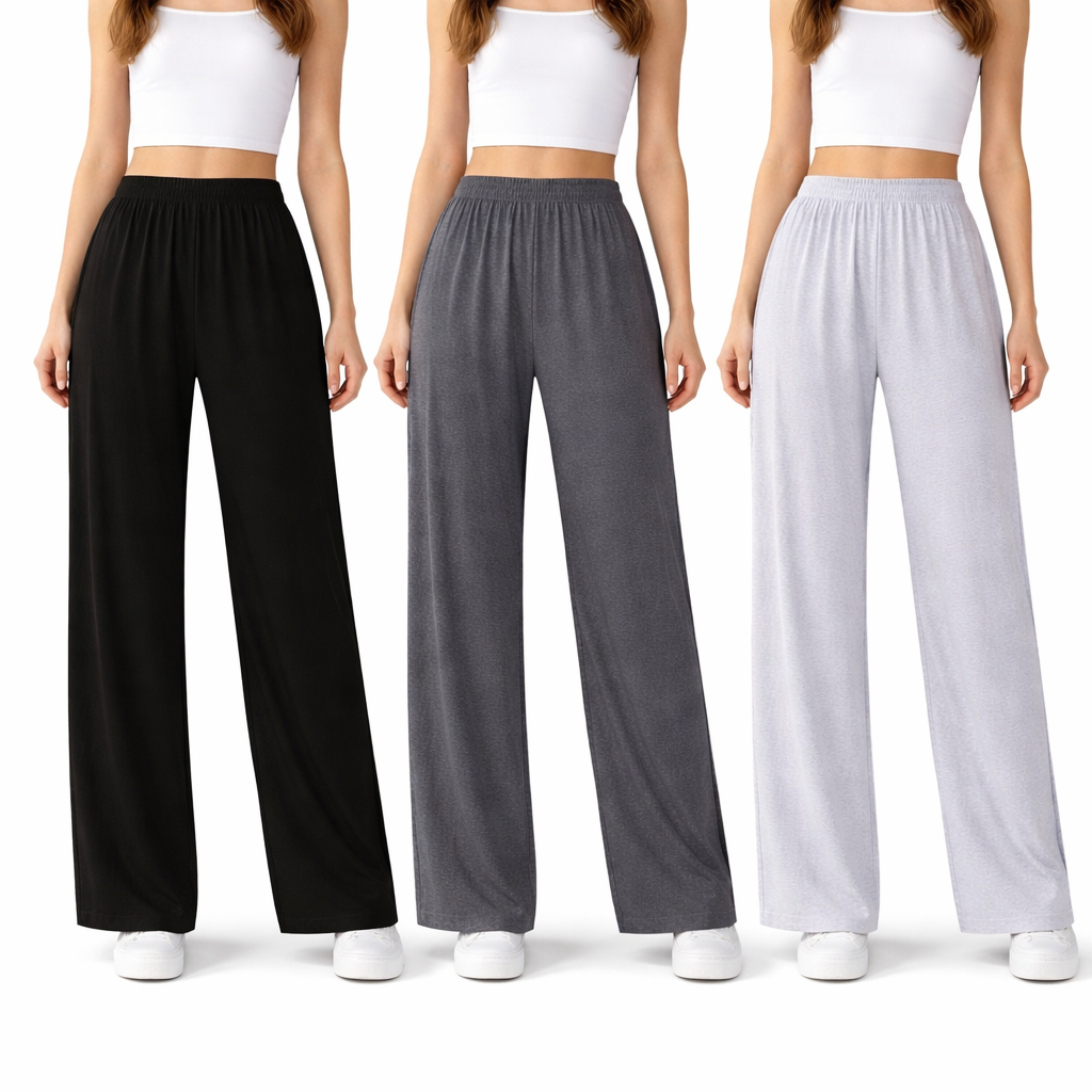 Pack of 3 Jersey Trousers For  Girls  & Kids Soft Fabric