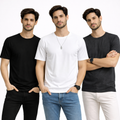 Pack Of 3 Plain Colors Half Sleeves T Shirts For Mens