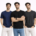 Pack Of 3 Plain Colors Half Sleeves T Shirts For Mens