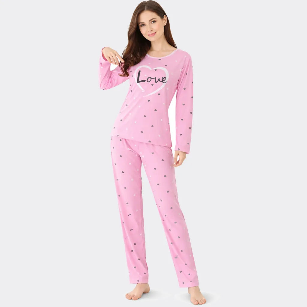 Buy Heart Love Printed 2 Piece Cotton Women Night Suit Online Pakistan COD - MK Garments