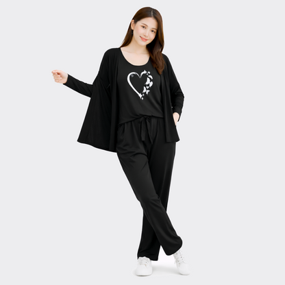 Buy Butterfly Heart Printed 3 Piece Cotton Night Suit For Women Online Pakistan COD - MK Garments