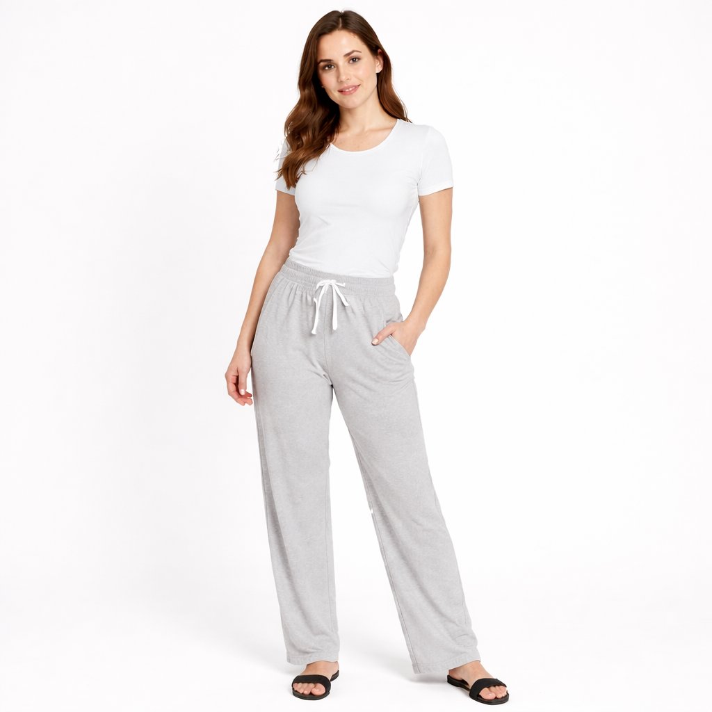 Women's Plain T-Shirt & Grey Trouser Night Suit Set
